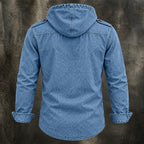 Acid-Wash Mandarin-Collar Shirt