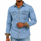 Acid-Wash Long-Sleeve Denim Shirt