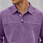 Washed Long-Sleeve Polo Shirt