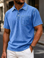 Acid-Wash Pocket Polo Shirt