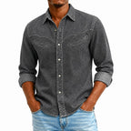 Washed Long-Sleeve Denim Shirt