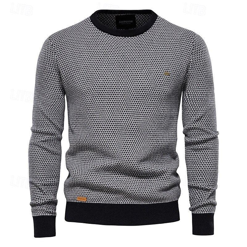 Crew Neck Knitwear Sweater Pullover - oukumen