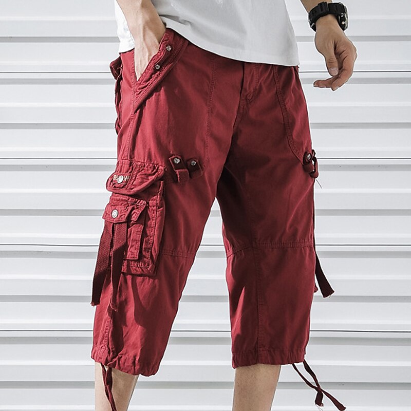 Drawcord-Hem Cargo Capri Shorts
