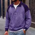 Patchwork Long-Sleeve Polo Shirt