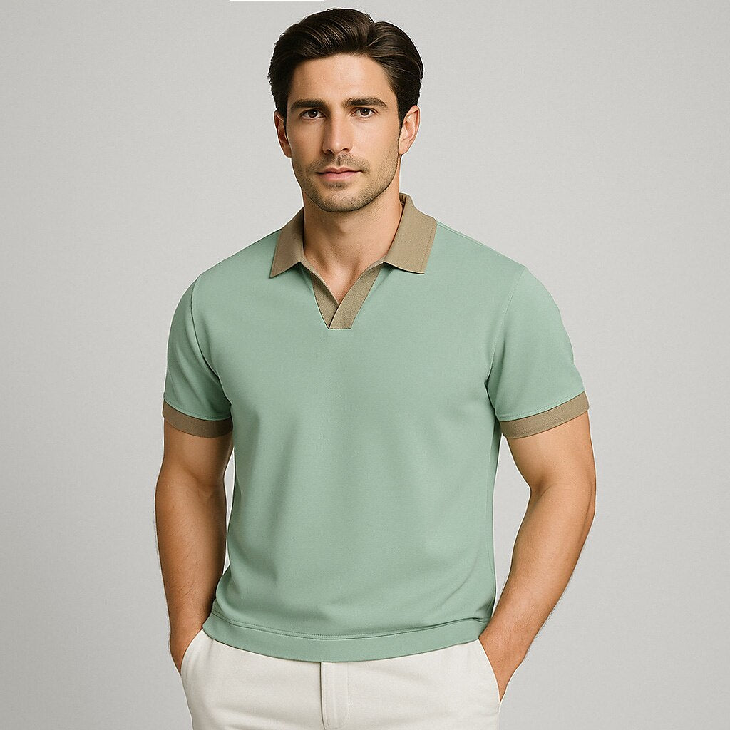 100% Cotton Colorblock Performance Polo - oukumen
