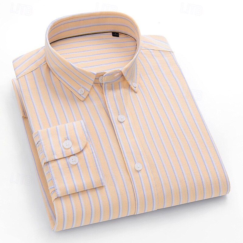 100% Cotton Oxford Striped Shirt - oukumen