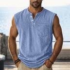 Acid-Wash Henley Shirt