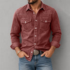 Acid-Wash Long-Sleeve Denim Shirt