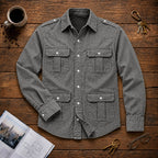 Acid-Wash Long-Sleeve Denim Shirt