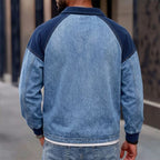 Patchwork Long-Sleeve Polo Shirt