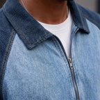 Patchwork Long-Sleeve Polo Shirt