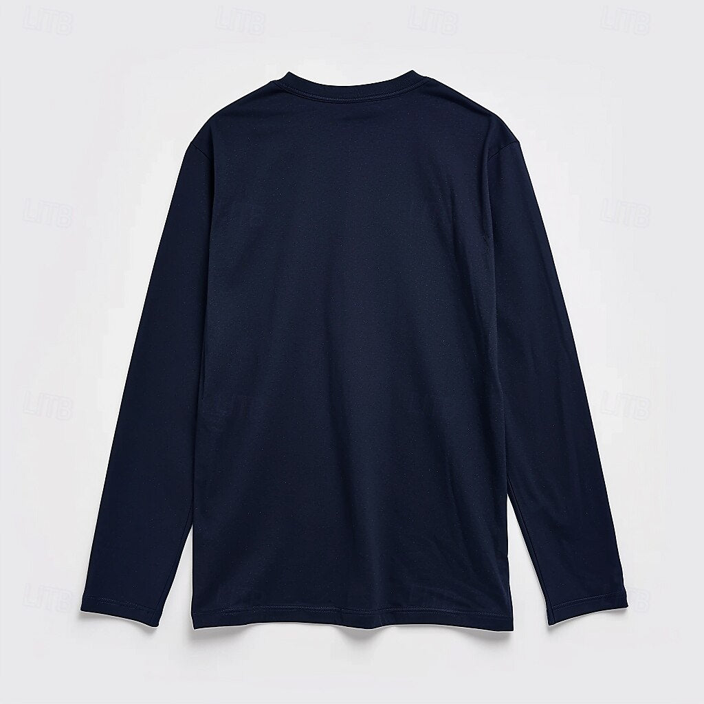 100% Cotton Long Sleeve Crew Neck T-Shirt - oukumen