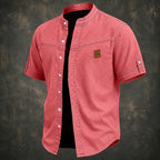 Acid-Wash Mandarin-Collar Shirt