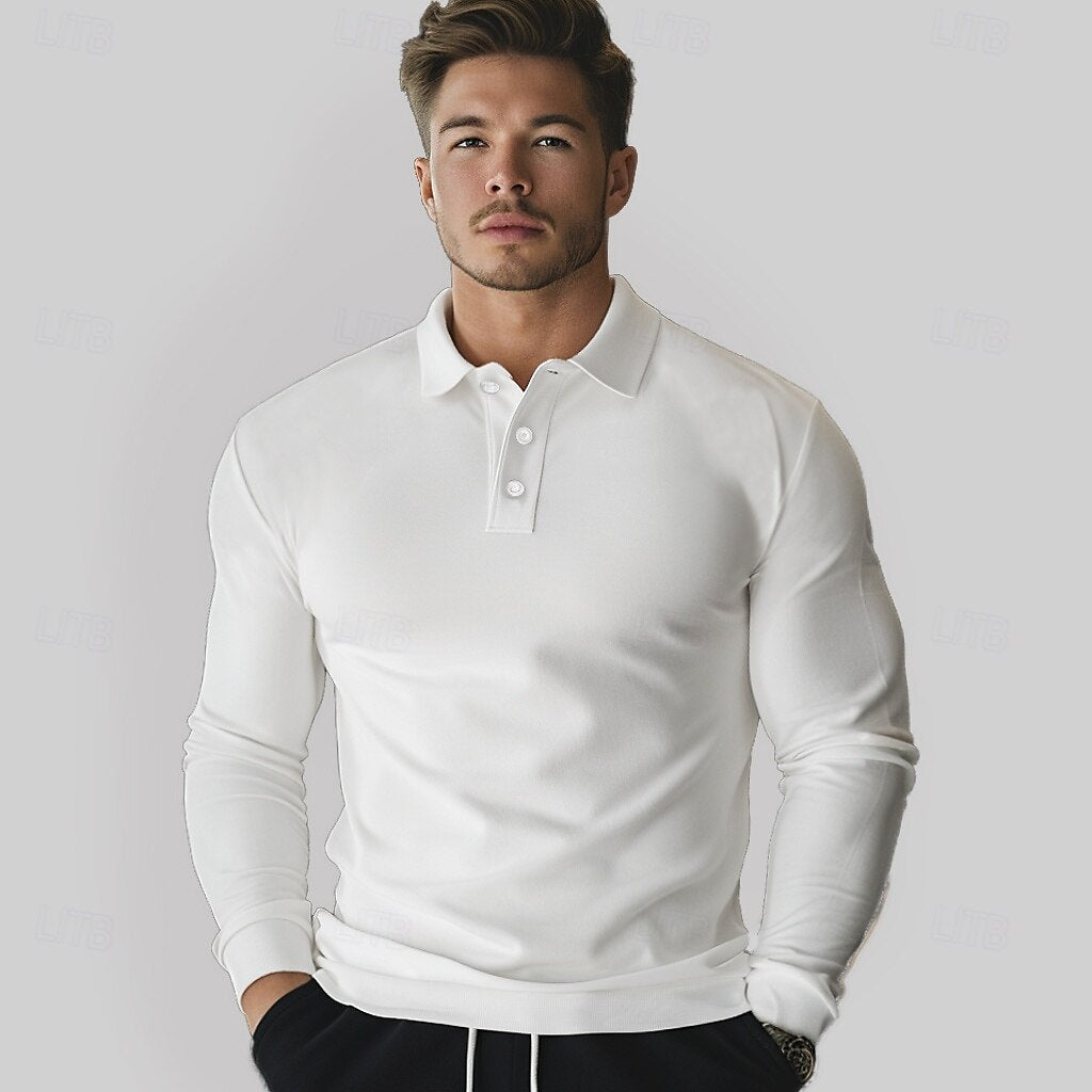 Cotton Long Sleeves Warm Polo T Shirt - oukumen