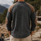 Color-Block Long-Sleeve Henley Shirt