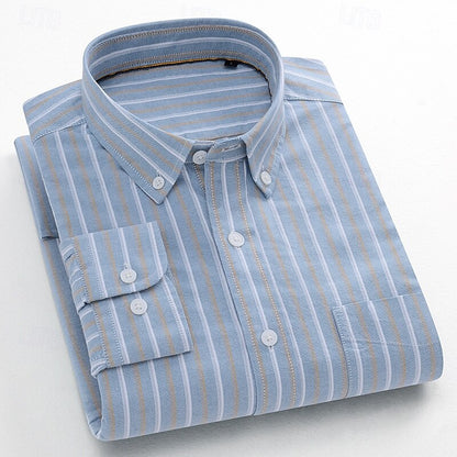 100% Cotton Oxford Striped Shirt - oukumen