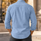 Acid-Wash Long-Sleeve Denim Shirt