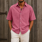 Washed Short-Sleeve Denim Shirt