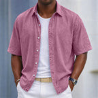 Washed Short-Sleeve Denim Shirt