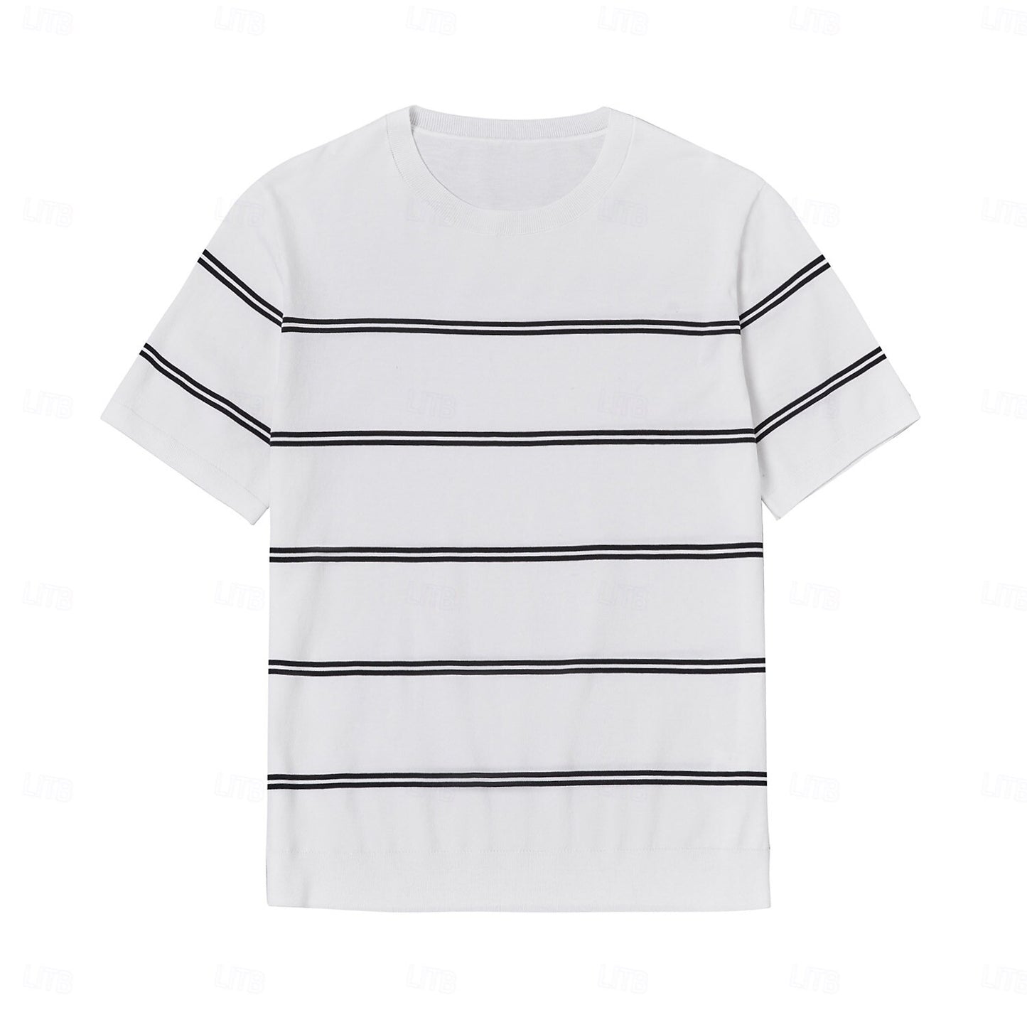 Silk-Linen-Cotton Striped Crewneck Tee