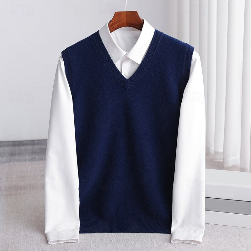 100% Merino Wool Sweater Vest - oukumen