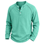 Acid-Wash Long-Sleeve Henley Shirt