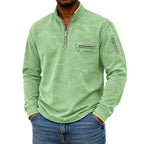 Acid-Wash Zip-Pocket Polo Shirt