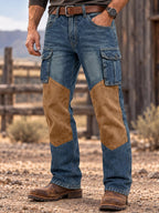 Color-Block Patchwork Cargo Jeans