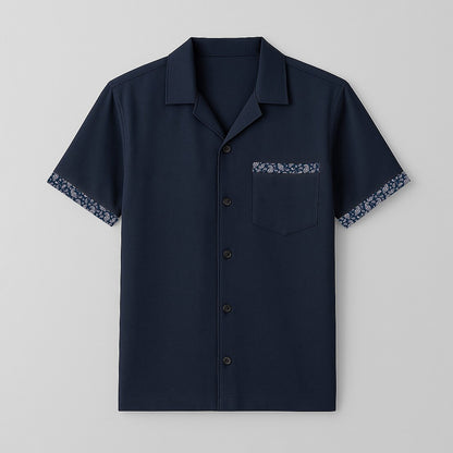 100% Cotton Cuban Collar Shirt - oukumen