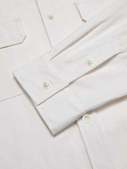 Linen Cotton Fold-over Collar Casual Shirt - oukumen