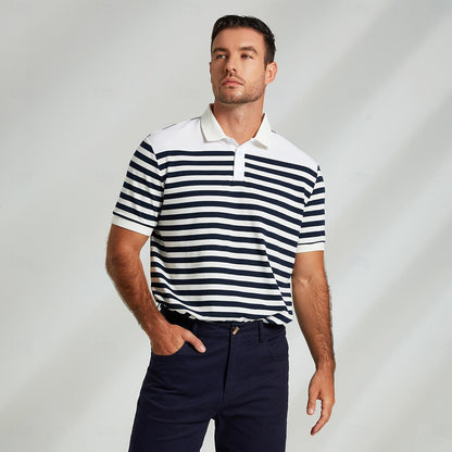 Business Casual Lapel Short Sleeve Knit Polo - oukumen