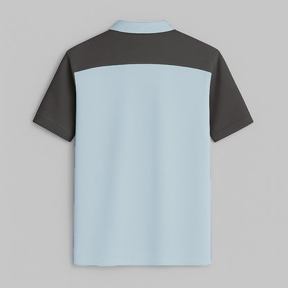 100% Cotton Color Block Hidden Placket Polo - oukumen