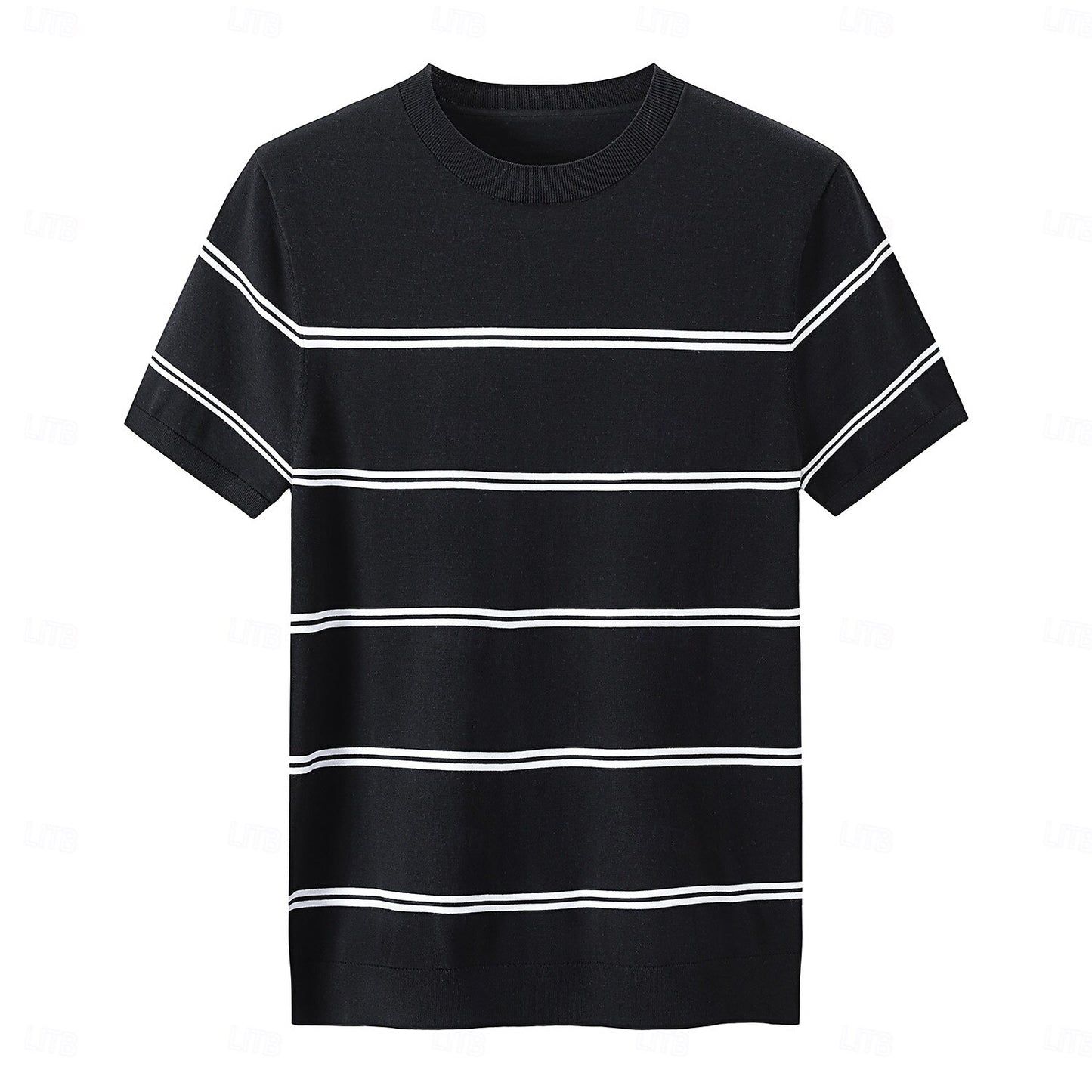 Silk-Linen-Cotton Striped Crewneck Tee