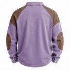 Color-Block Acid-Wash Henley Shirt