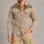 Acid-Wash Long-Sleeve Denim Shirt