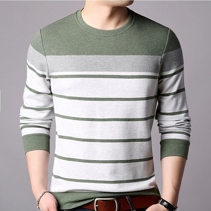 Crew Neck Striped Patchwork Color Block T-Shirt