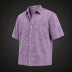 Acid-Wash Short-Sleeve Denim Shirt