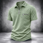 Acid-Wash Zip Polo Shirt