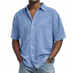 Acid-Wash Short-Sleeve Denim Shirt