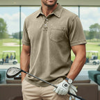 Acid-Wash Pocket Polo Shirt
