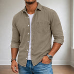 Washed Long-Sleeve Denim Shirt