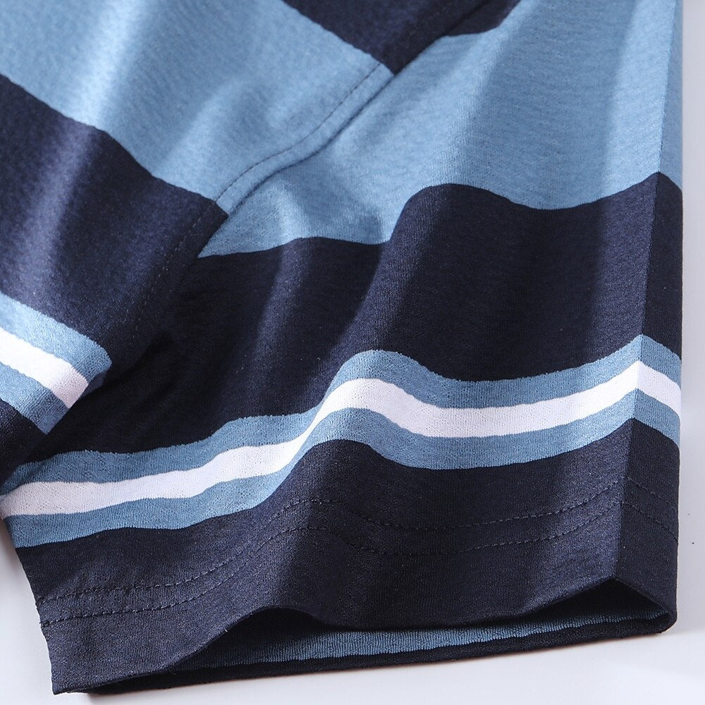 Premium Silk-Blend Striped Polo Shirt - oukumen