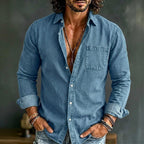 Washed Long-Sleeve Denim Shirt