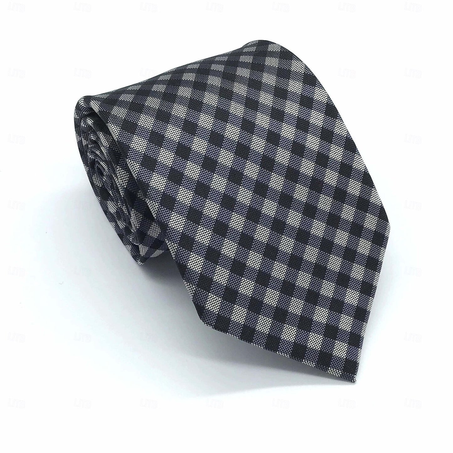 100% Silk Plaid Polka Dot Tie - oukumen