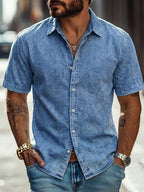 Acid-Wash Short-Sleeve Shirt