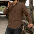 Acid-Wash Long-Sleeve Denim Shirt