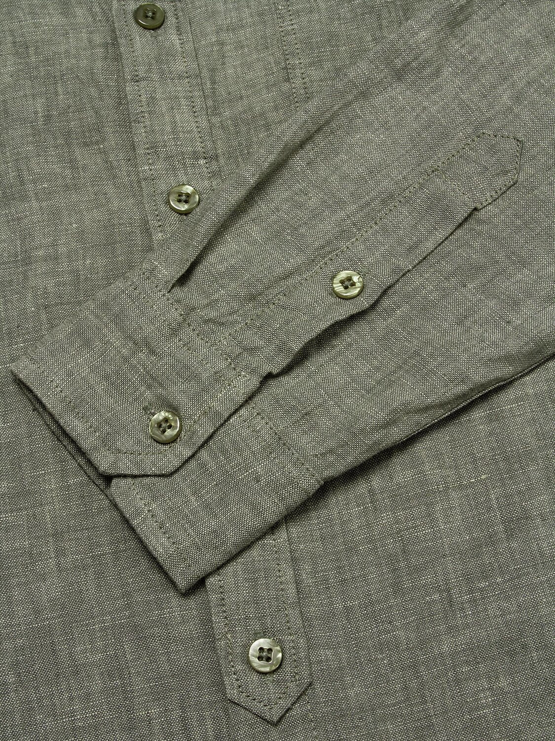 100% Linen Fold-over Collar Casual Shirt - oukumen