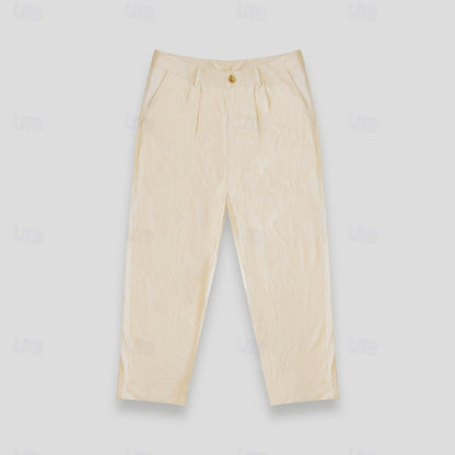 Dress Pants Linen Pants Solid Color - oukumen