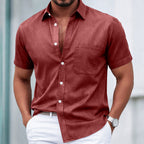 Washed Short-Sleeve Denim Shirt