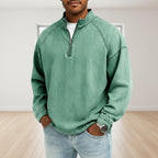 Acid-Wash Stand-Collar T-Shirt